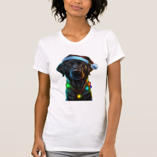 Camiseta Navidades de perro de Black Funny árbol de luces S