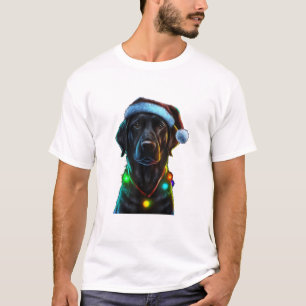 Camiseta Navidades de perro de Black Funny árbol de luces S
