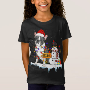 Camiseta navidades de perro de boston terrier Snowman Xmas 