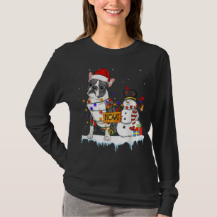 Camiseta navidades de perro de boston terrier Snowman Xmas 