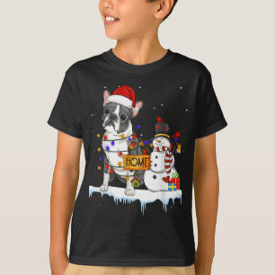 Camiseta navidades de perro de boston terrier Snowman Xmas 