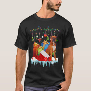 Camiseta Navidades de perro de Boxer de vacaciones alumbran