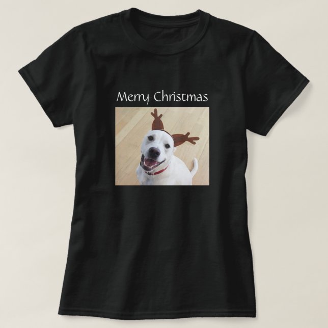 Camiseta Navidades de Perro de Cachorro Blanco Ridículo y S (Diseño del anverso)