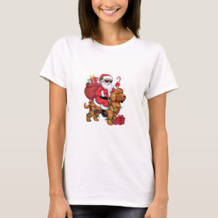 Camiseta Navidades de perro de Cockapoo iluminando Santa Ri