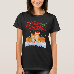 Camiseta Navidades de perro de Corgi iluminan a divertidos 