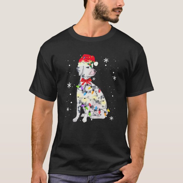 Camiseta Navidades de perro de Dalmacia encienden Navidad,  (Anverso)