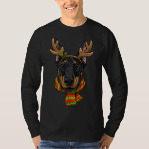 Camiseta Navidades de perro de Doberman Pinscher Santa Clau