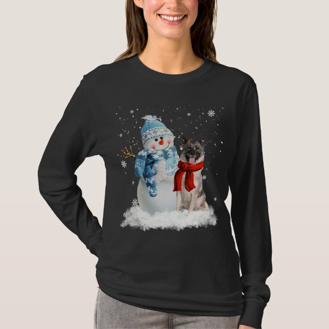 Camiseta Navidades de perro de Elkhound de Noruega Navidade (Anverso)