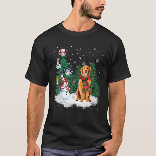 Camiseta Navidades de perro de Golden Retriever Snowman Xma (Anverso)