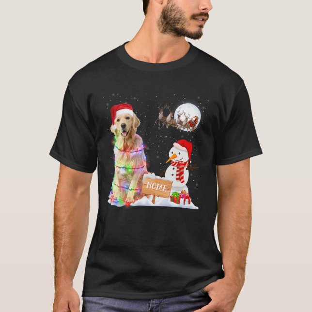 Camiseta Navidades de perro de Golden Retriever Snowman Xma (Anverso)
