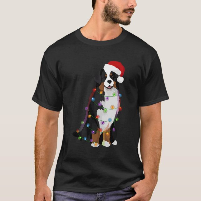 Camiseta Navidades de Perro de Montaña de Bernese iluminan  (Anverso)