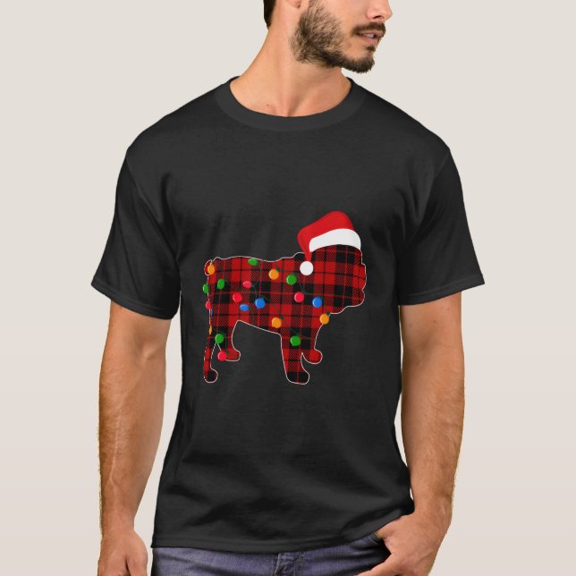 Camiseta Navidades de perro de Pajama Pajama rojo Bulldog i (Anverso)