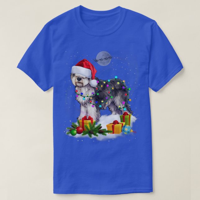 Camiseta Navidades de perro de perro de oveja inglesa de po (Diseño del anverso)