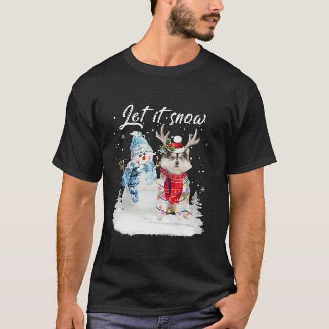 Camiseta Navidades de perro de Pomsky Santa Xmas Pajama (Anverso)
