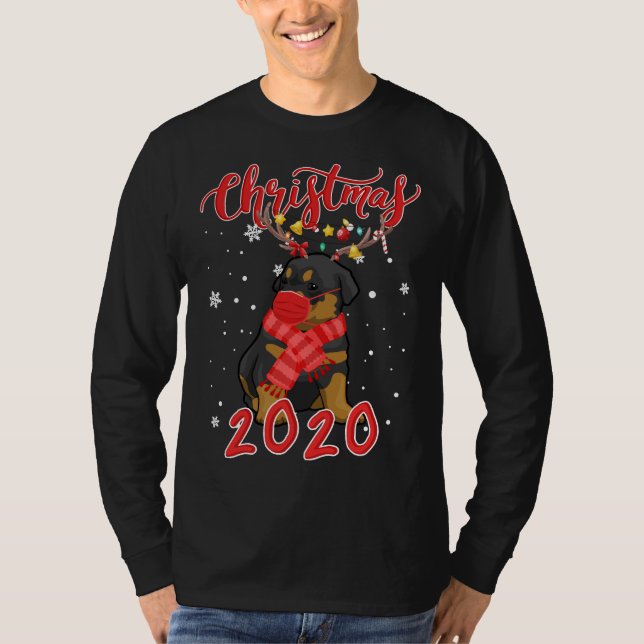 Camiseta Navidades De Perro De Rottweiler Cute 2020 Con Un  (Anverso)