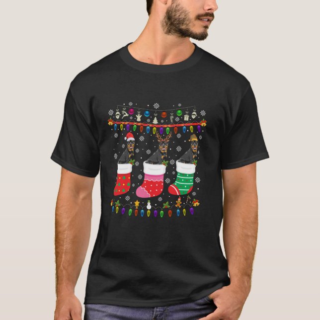 Camiseta Navidades de perro de Rottweiler toman a Navidades (Anverso)