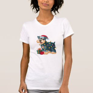 Camiseta Navidades de perro de Santa Giant Schnauzer ilumin