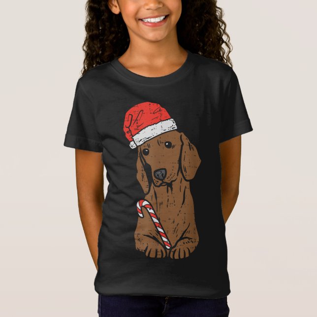 Camiseta Navidades de perro de Santa Hat Dachshund Wiener (Anverso)