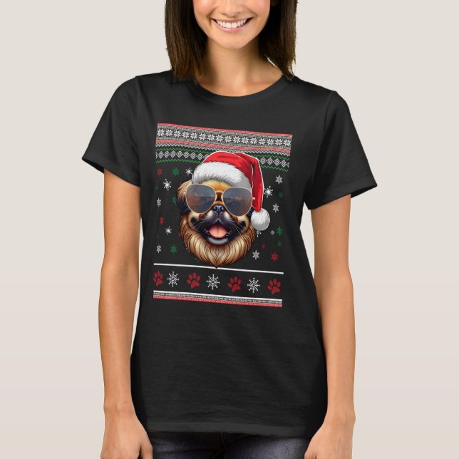 Camiseta Navidades de perro de Santa Pekingese (Anverso)
