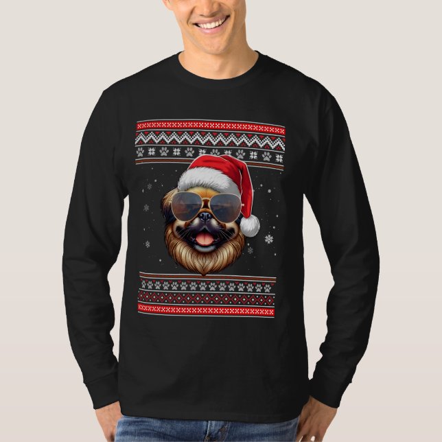 Camiseta Navidades de perro de Santa Pekingese (Anverso)