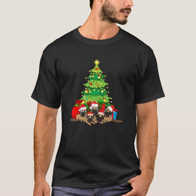 Camiseta Navidades de perro de Santa Pug Merry Pugmas Xmas (Anverso)