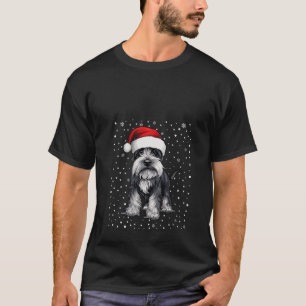 Camiseta Navidades de perro de Schnauzer en Santa Hat Xmas