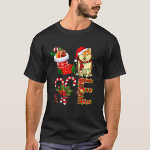 Camiseta Navidades de perro de Shiba iluminan a curioso ama