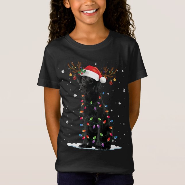 Camiseta Navidades de perro del laboratorio negro de labrad (Anverso)