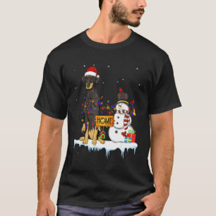 Camiseta Navidades de perro dobermann Snowman Xmas enciende