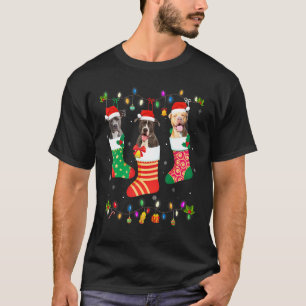 Camiseta Navidades De Perro Encienden Tres Perros De Pitbul