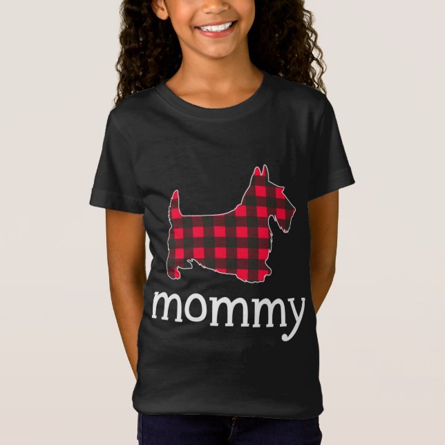 Camiseta Navidades de perro escocés de mami roja coincidien (Anverso)