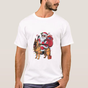 Camiseta Navidades de perro pastor alemán en Santa Riding