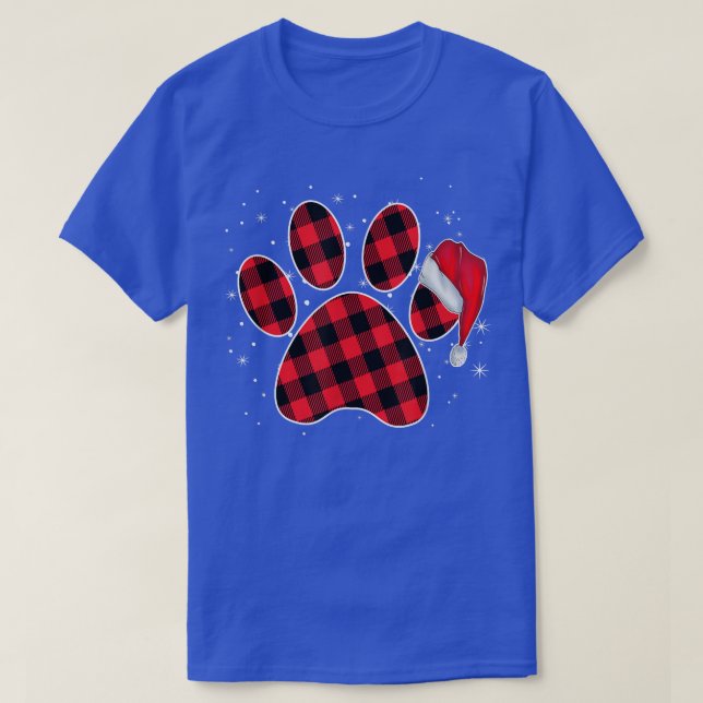 Camiseta Navidades de Perro Paws Pajamas Red Plaid Xmas Fam (Diseño del anverso)