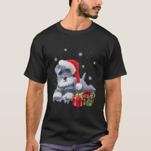 Camiseta Navidades de perro Schnauzer decoran con luz natur