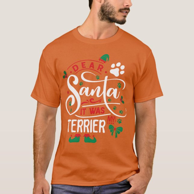 Camiseta Navidades de Perro Terrier chica familiar de raza  (Anverso)