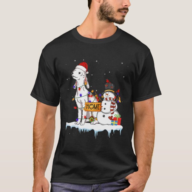 Camiseta Navidades de Perro Terrier de Bedlington Snowman X (Anverso)