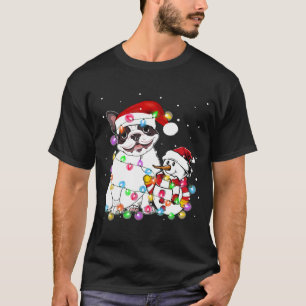Camiseta Navidades de Perro Terrier de Boston Tee Snowman e