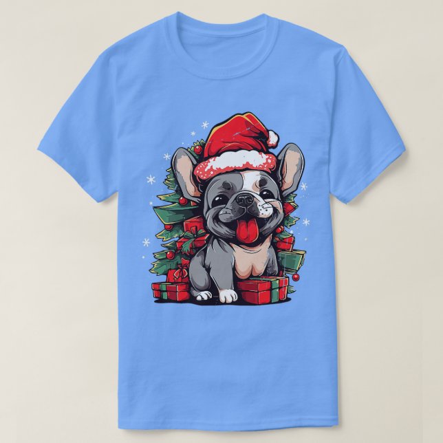 Camiseta Navidades de perros Bulldoges franceses iluminan S (Diseño del anverso)