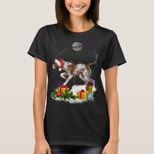 Camiseta Navidades de perros cómicos iluminan Santa Hat Xma