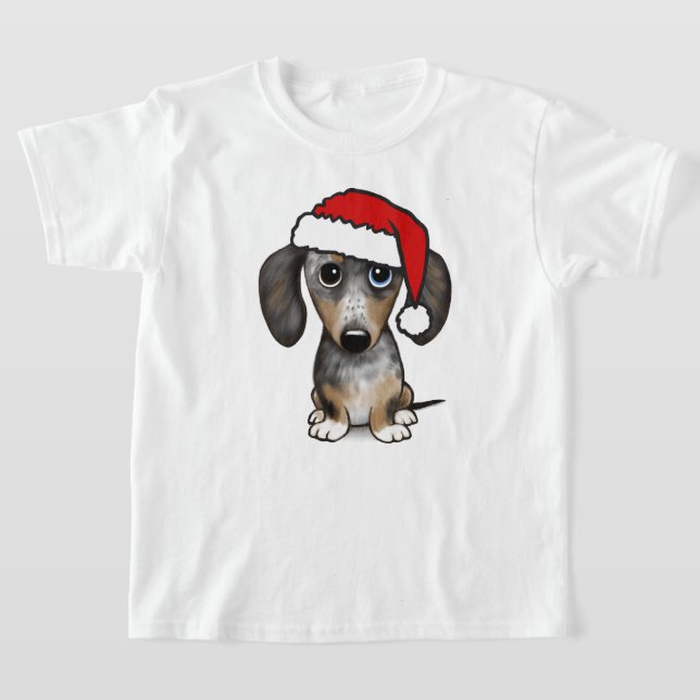 Camiseta Navidades de perros Dapple Dachshund Santa Wiener (Distribución)