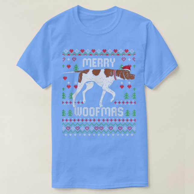 Camiseta Navidades de perros de aves de caza punteros ingle (Diseño del anverso)