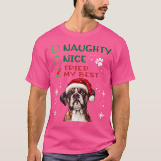 Camiseta Navidades de perros de boxeador lindo Naughty Nice