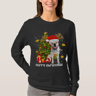 Camiseta Navidades de perros de boxeo blanco iluminan sombr