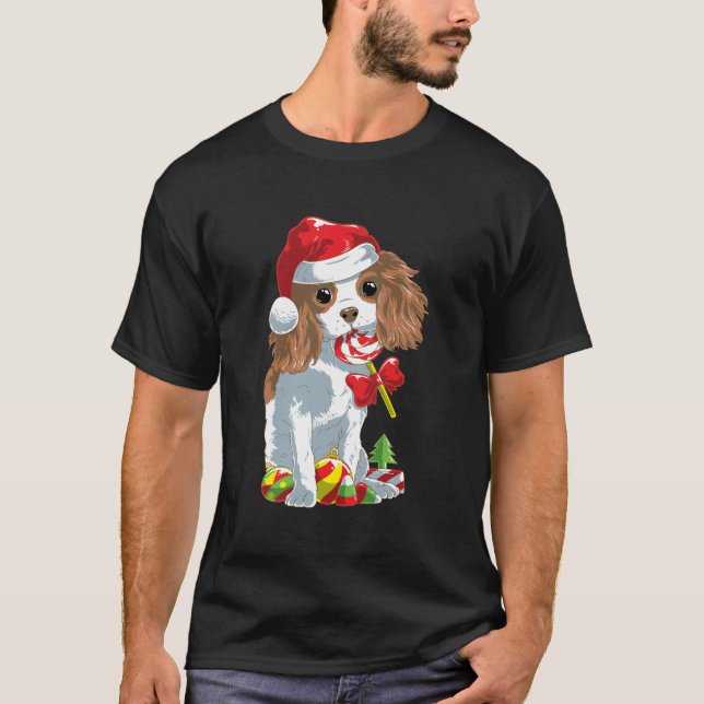 Camiseta Navidades de perros de Cute Cavalier King Charles  (Anverso)