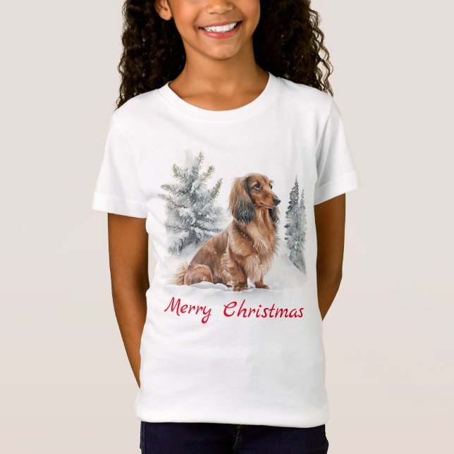Camiseta Navidades de perros de Dachshund, muy curados (Anverso)
