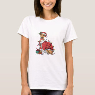 Camiseta Navidades de perros de mascota Santa Whippet