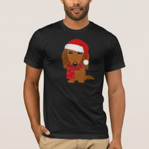 Camiseta Navidades de perros de pelo largo de Dachshund San