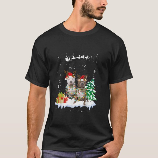 Camiseta Navidades de perros de Santa Pitbull y navidad (Anverso)