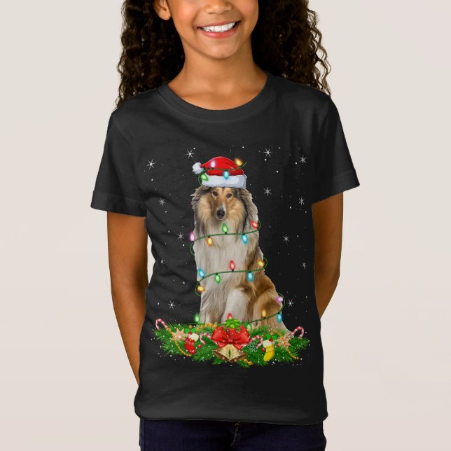 Camiseta Navidades de perros de Santa Rough Collie (Anverso)