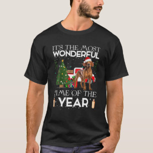 Camiseta Navidades de perros de Santa Vizsla iluminan árbol